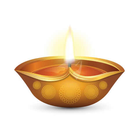 Diwali Golden Lamp Illustration