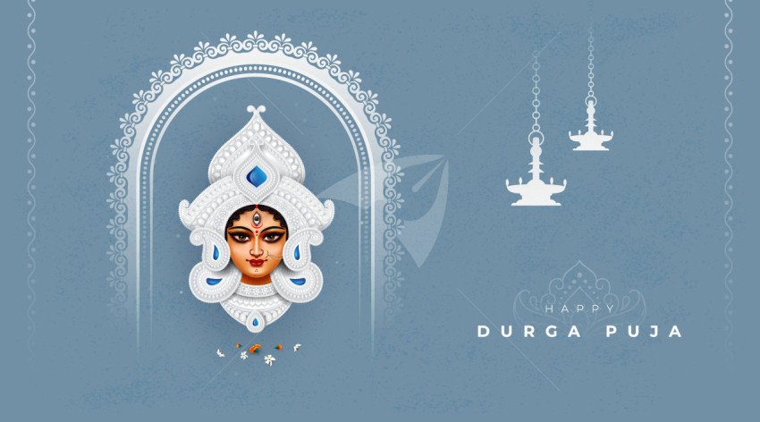 Happy Durga Puja Wishes Background Design Template