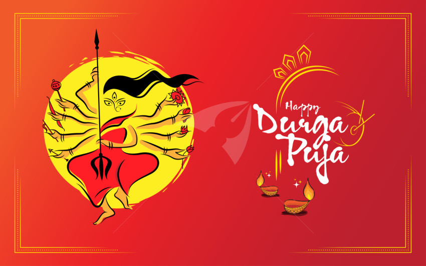 Happy Durga Puja Background Template Illustration