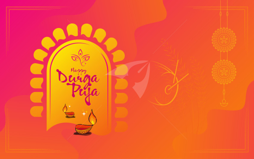 Happy Durga Puja Background Template Design