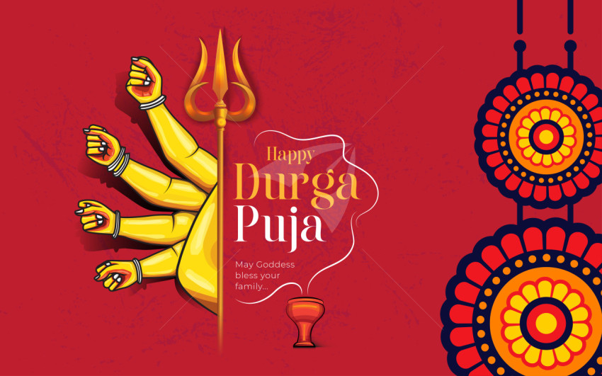 Happy Durga Puja Greeting Background Template