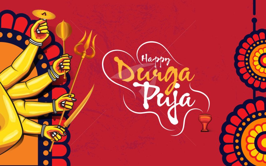 Happy Durga Puja Greeting Background Template