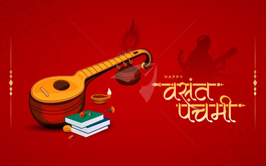 Happy Vasant Panchami Hindi Background Design Template