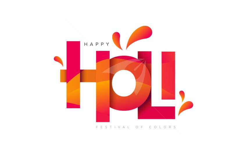 Happy Holi Text Typography Background