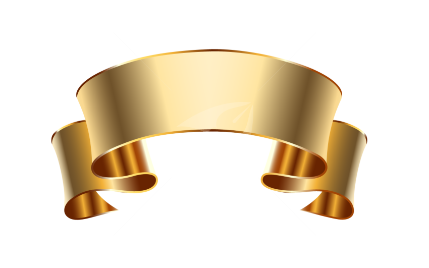 Elegant Golden Ribbon Banner Isolated on Transparent Background