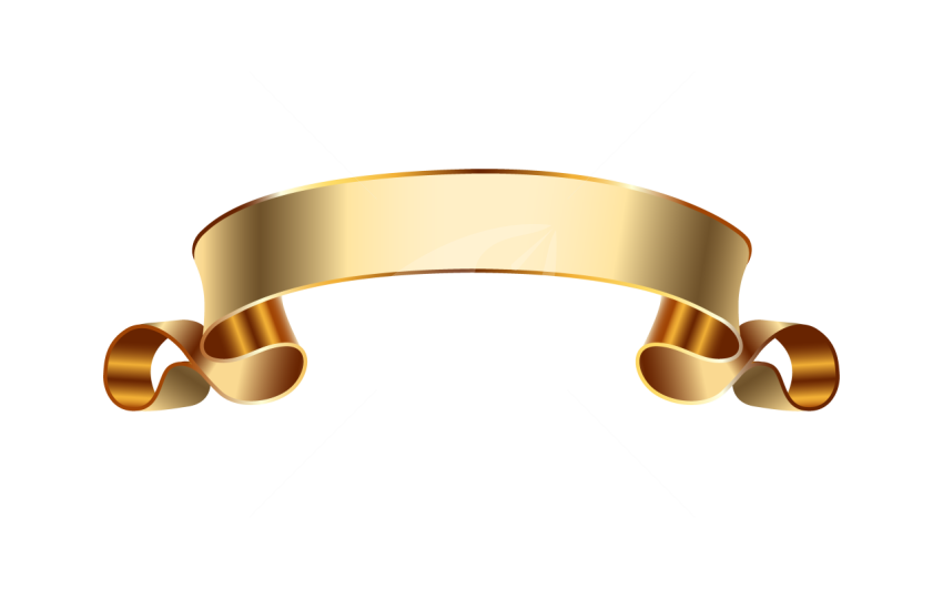 Elegant Golden Ribbon Banner Isolated on Transparent Background