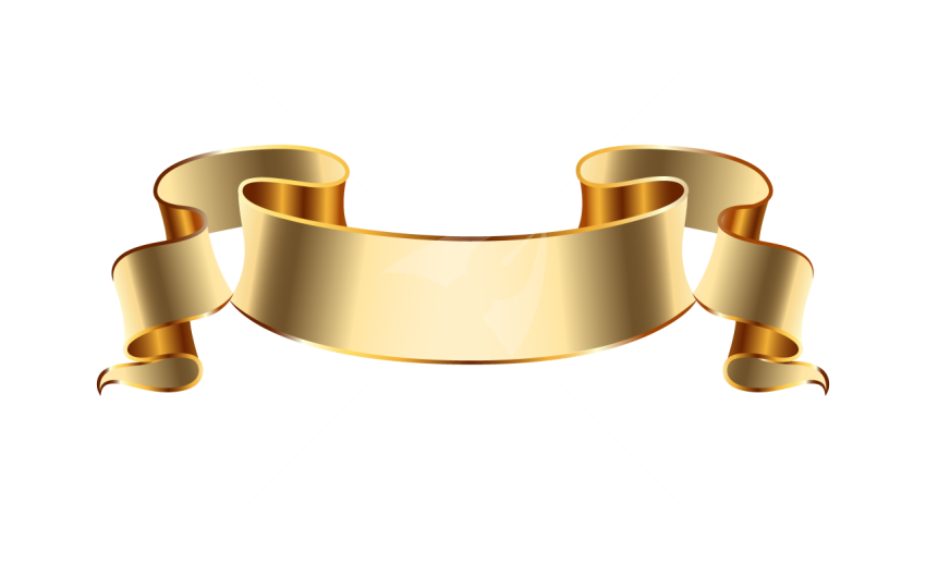 Elegant Golden Ribbon Banner Isolated on Transparent Background