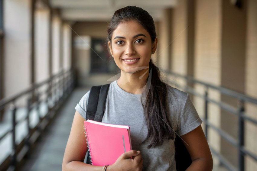 Confident College Student Holding Notebook