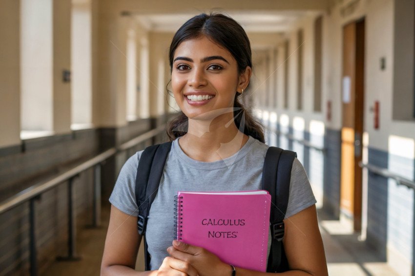 Confident indian College Student Holding Notebook