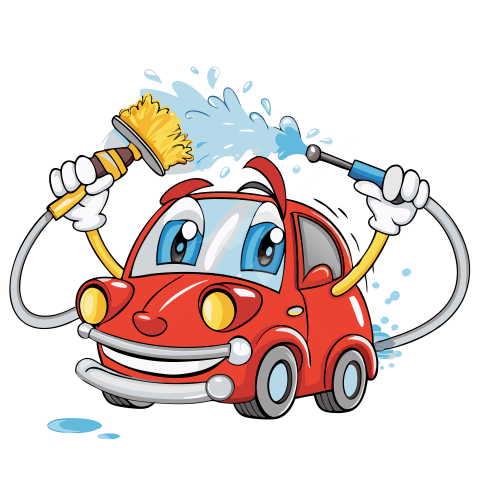 Cartoon car illustration of a car wash concept