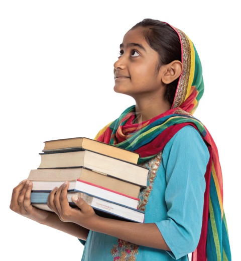 indian girl student holding books png