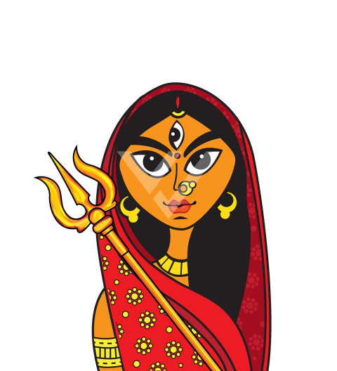 Hindu Goddess Durga Face Vector Illustration - Photo #787 - Vector Jungal |  Free and Premium Stock Vectors