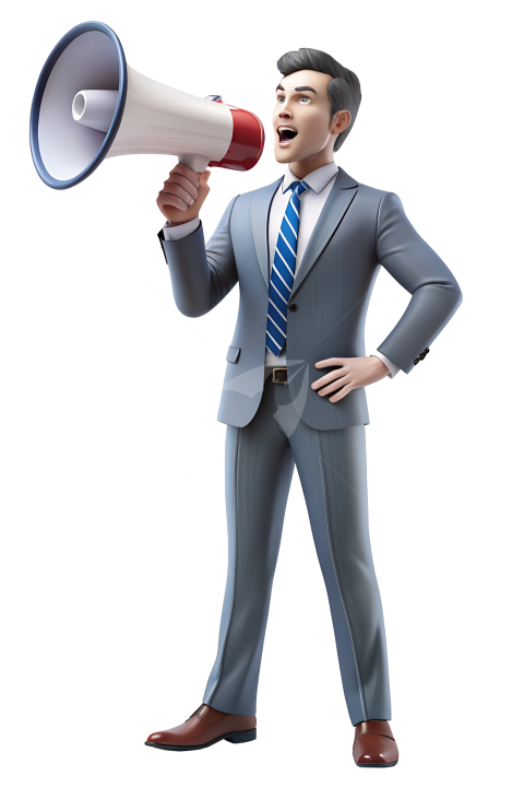 Man speaking with megaphone illustration