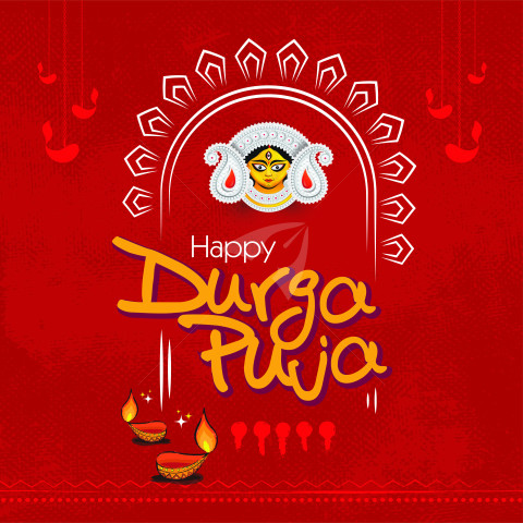 Happy Durga Puja Greeting Template