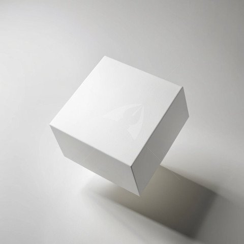 White square box floating on white background