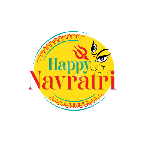 Happy Navratri Sticker Design Template