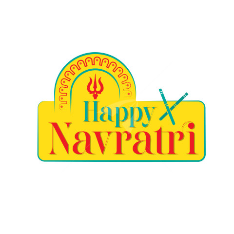 Happy Navratri Sticker Design Template