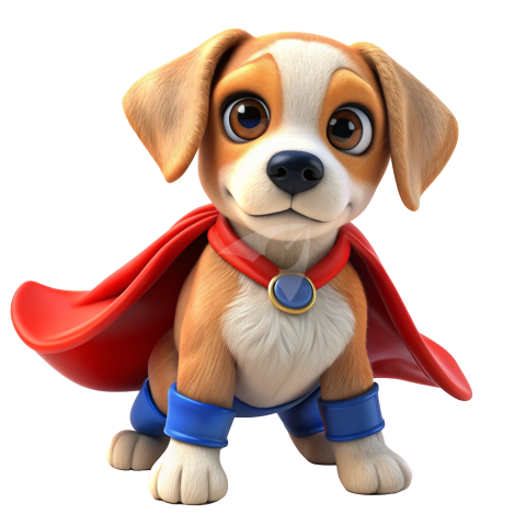 Superhero puppy mascot character