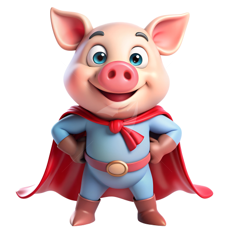 Pig superhero cartoon character