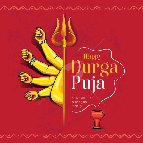 Happy Durga Puja Post Banner Design