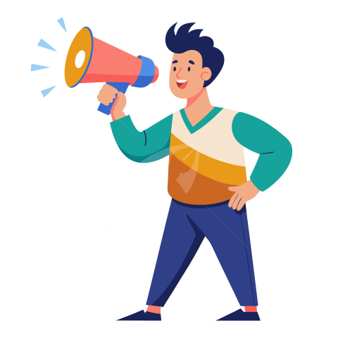 Man speaking with megaphone illustration