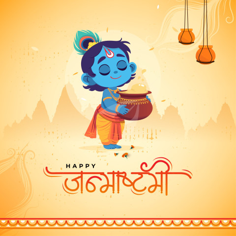 Happy Janmashtami Hindi Post Template