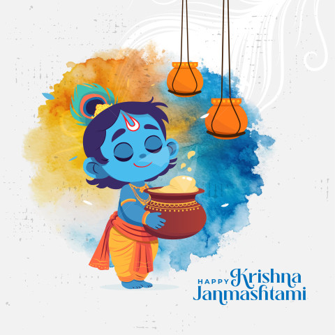 Happy Janmashtami Post Design Template