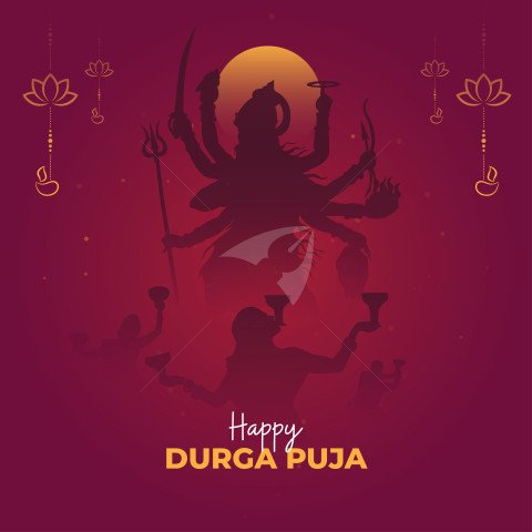 Happy Durga Puja Post Banner Design