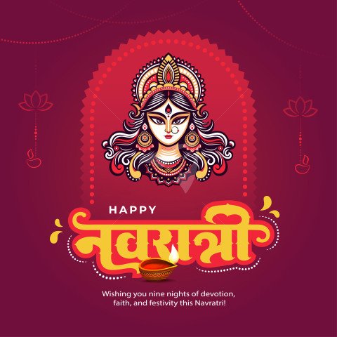 Happy Navratri Hindi Post Banner Design Template