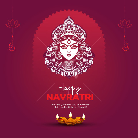 Happy Navratri Post Banner Design Template