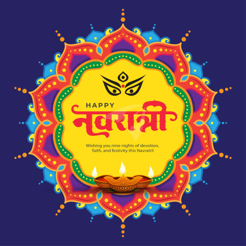 Happy Navratri Hindi Banner Design Template