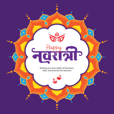 Happy Navratri Hindi Post Banner Design Template