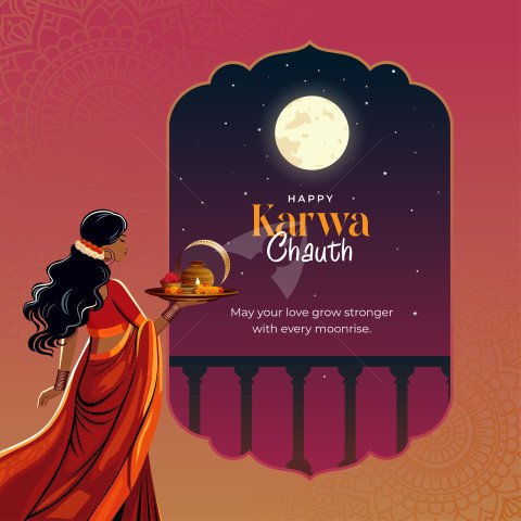 Happy Karwa Chauth Post Design Template