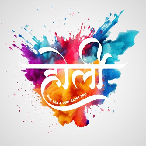 Happy Holi Hindi Greeting Design Template