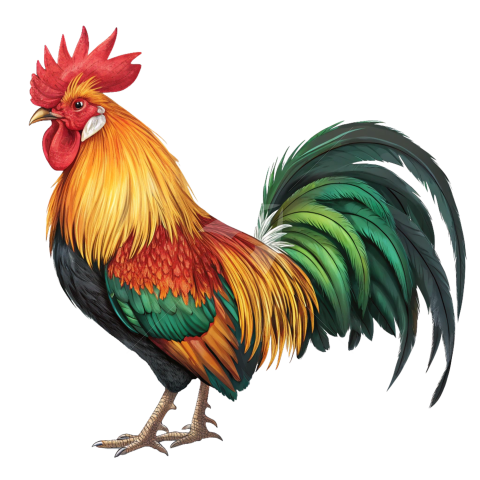 Big colorful rooster image transparent