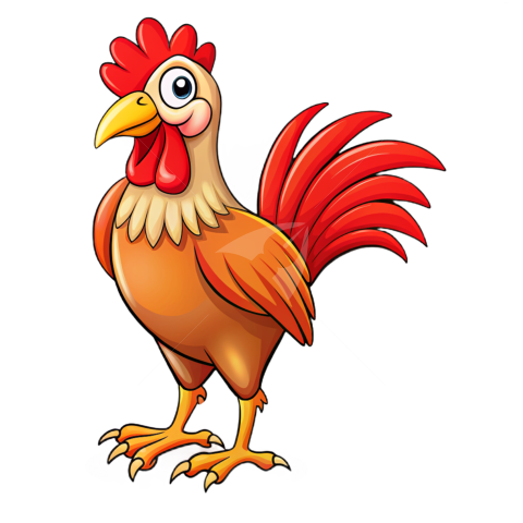 Cute red rooster illustration transparent image