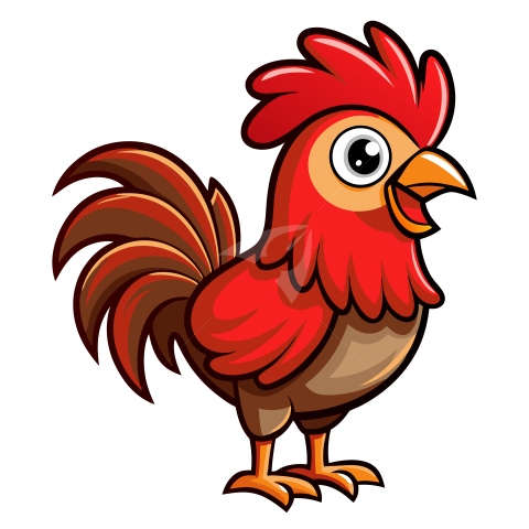 Cute red rooster vector illustration