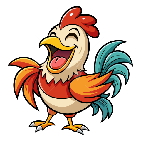 Cute laughing red rooster illustration