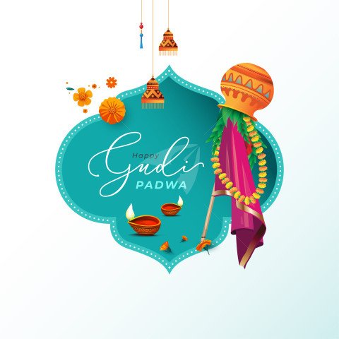 Happy Gudi Padwa Greeting Design Template Illustration