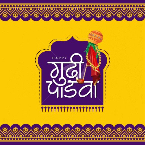Happy Gudi Padwa Hindi Greeting Design Template