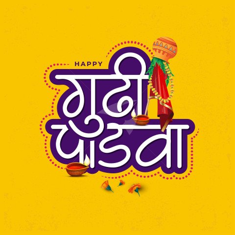Happy Gudi Padwa Hindi Greeting Design Template