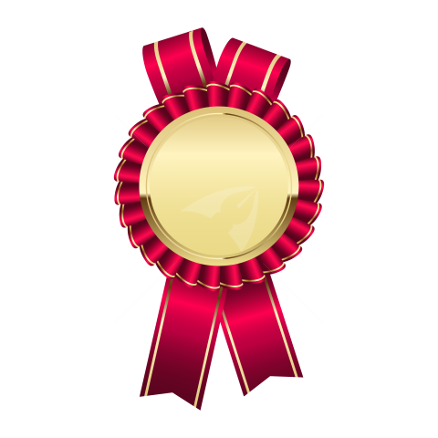 Golden red ribbon badge illustration