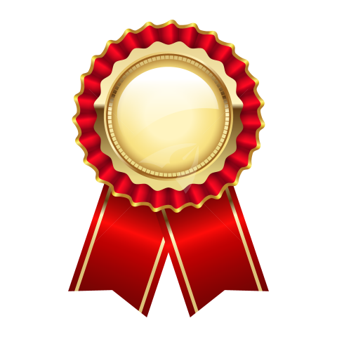 Golden red ribbon badge illustration