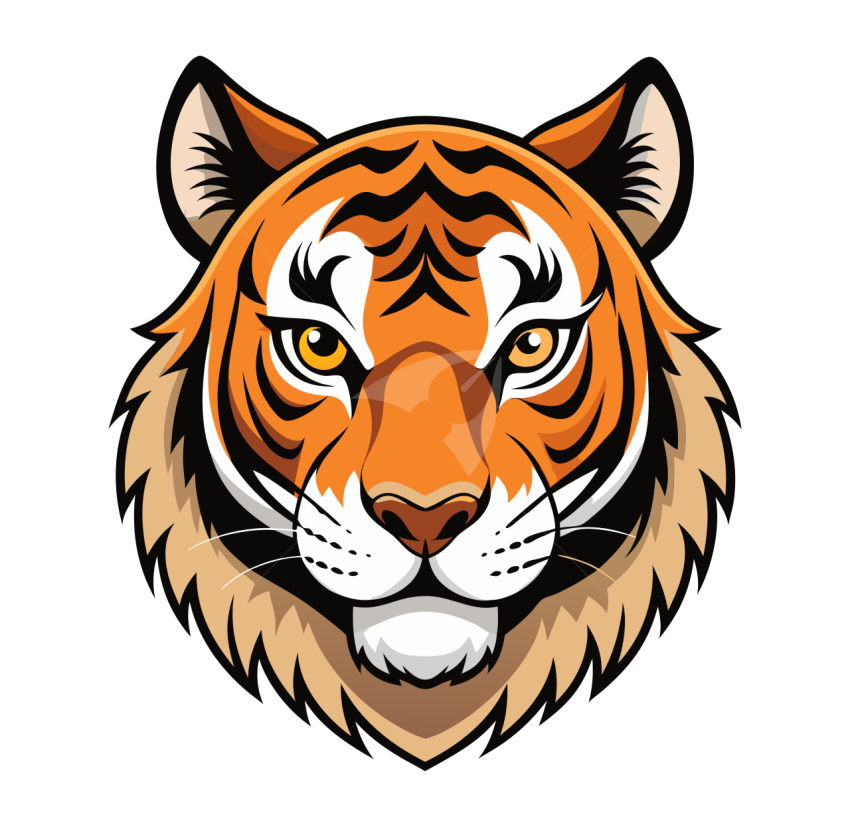 Tiger face vector png illustration