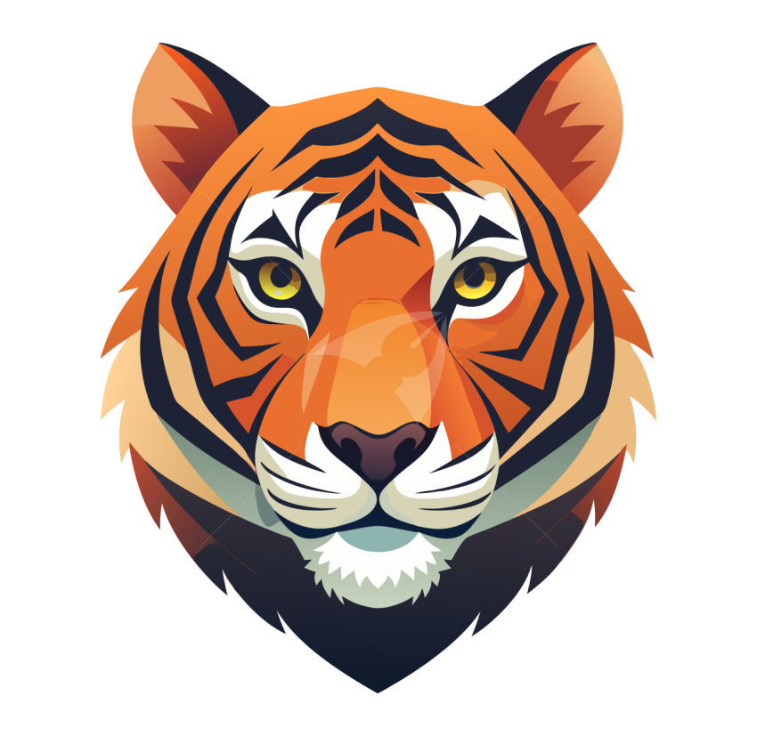 Tiger face vector png illustration