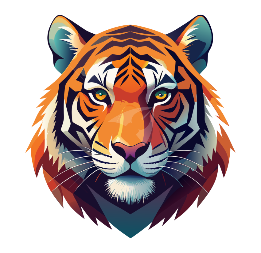 Tiger face vector png illustration