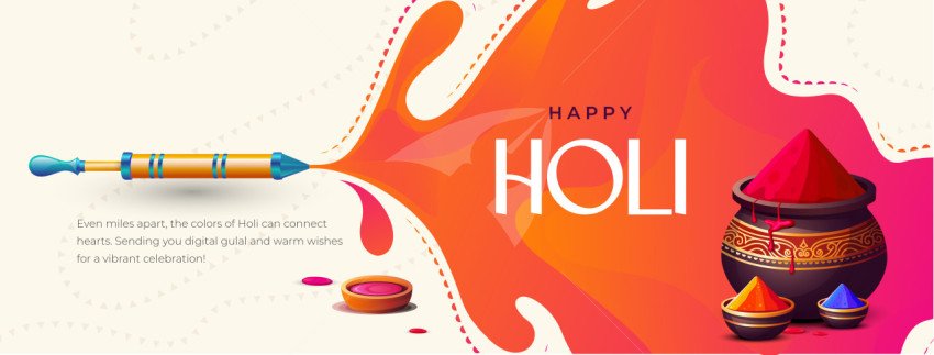 Happy Holi Cover Banner Design Illustration