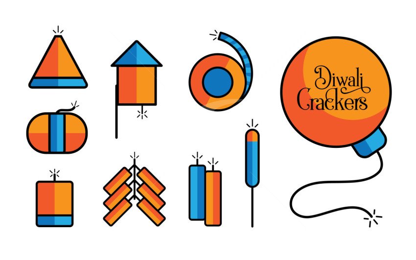 Diwali Crackers Icon Set