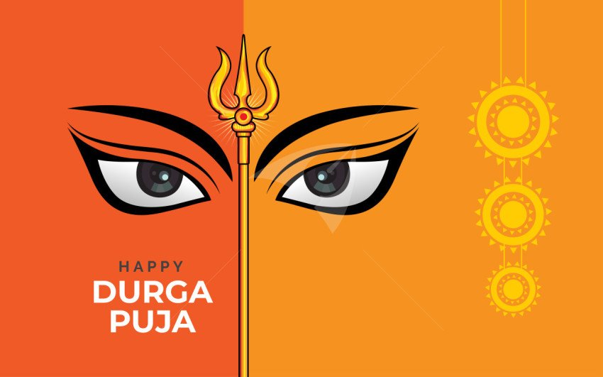 Happy Durga Puja Background Illustration Template