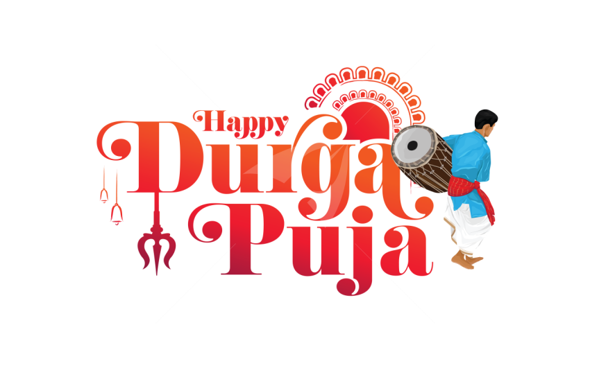 Happy Durga Puja Typography Banner Template